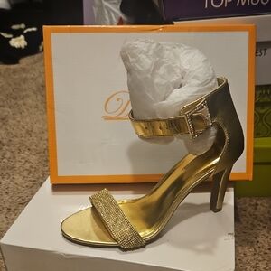Gold High Heel Sandals